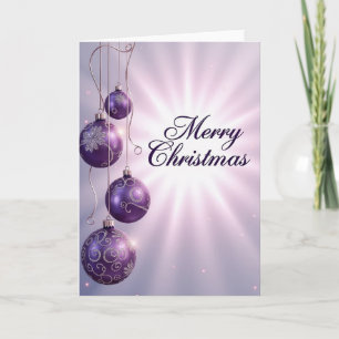 Lila-Christmascard mit Schmuckkugeln Karte