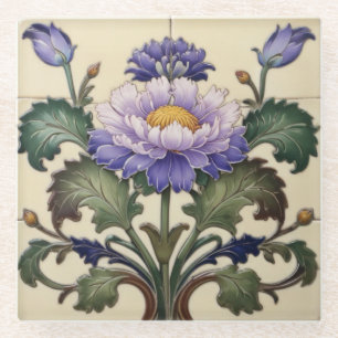 Lila Chrysanthemen-Untersetzer Glasuntersetzer