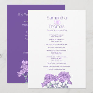 Lila Chrysanthemum-Hochzeitsprogramm Programm