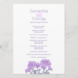 Lila Chrysanthemum-Hochzeitsprogramm Programm