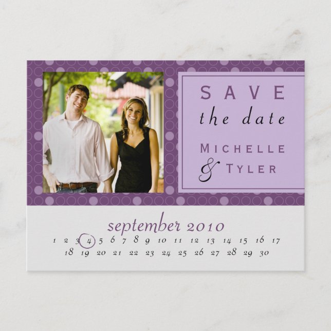 Lila Circle Save the Date Card Ankündigungspostkarte (Vorderseite)