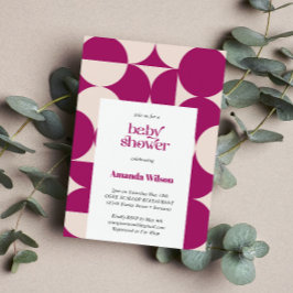 Lila Circle Scallop Mitte Jahrhundert Babydusche Einladung