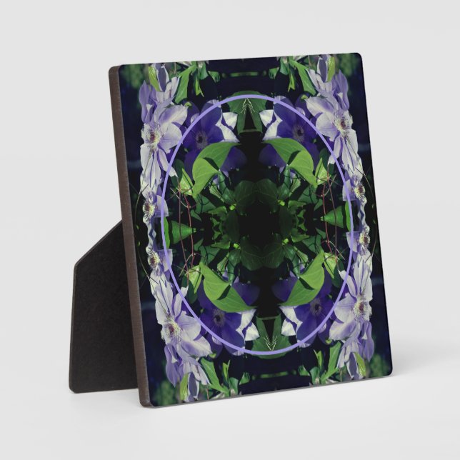 Lila Clematien auf Zaun geben Sie Ihr Foto hinzu Fotoplatte (Vorderseite)