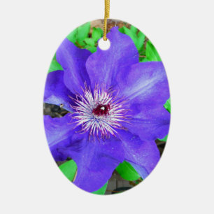 Lila Clematis-Blume Keramik Ornament