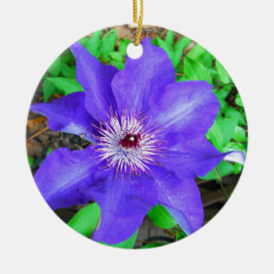 Lila Clematis-Blume Keramik Ornament