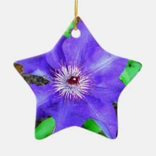 Lila Clematis-Blume Keramik Ornament