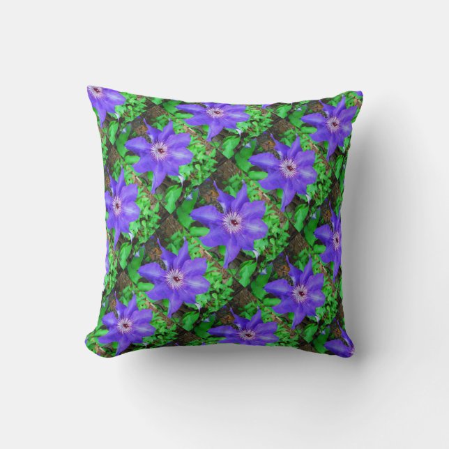 Lila Clematis-Blume Kissen (Vorderseite)