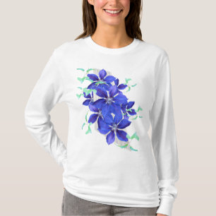 Lila Clematis-Blumen-Feier-Shirt T-Shirt
