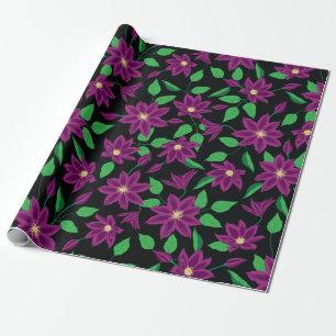 Lila Clematis-Blumenmuster Geschenkpapier
