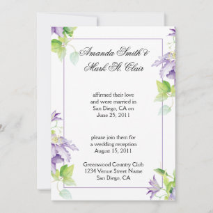 Lila Clematis Hochzeitsempfang Einladung