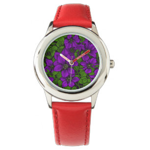 Lila Clematiweine Armbanduhr