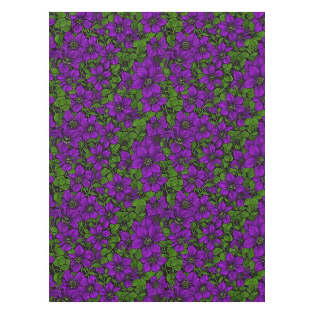 Lila Clematiweine Tischdecke (Vorderseite)