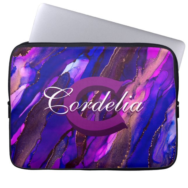 Lila Cloudscape Alkohol Tinte Laptopschutzhülle (Vorderseite)