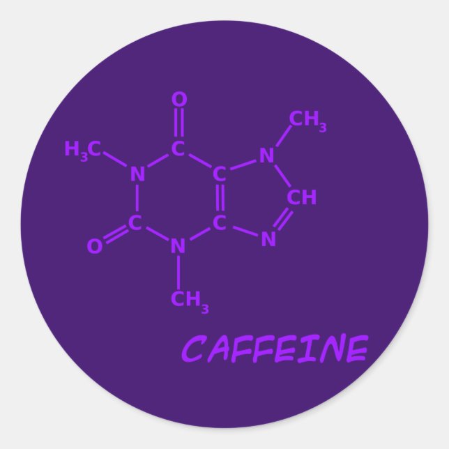 Lila Coffein-Molecule-Aufkleber Runder Aufkleber (Vorderseite)