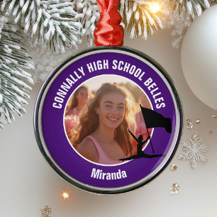 Lila Color Guard Foto Weihnachten an der High Scho Ornament Aus Metall