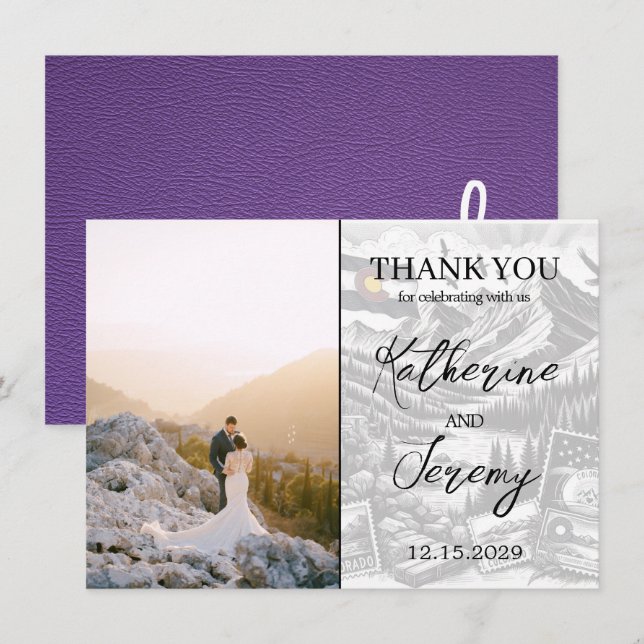 Lila Colorado Pass Vielen Dank Dankeskarte (Vorne/Hinten)