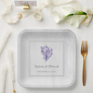 Lila Conch Muschel Hochzeitspapier Teller