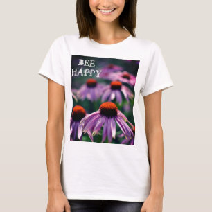 Lila Cone Blume Foto Bee Happy T-Shirt