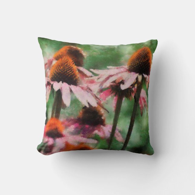 Lila Coneflower Grafikthrow-Kissen Kissen (Vorderseite)
