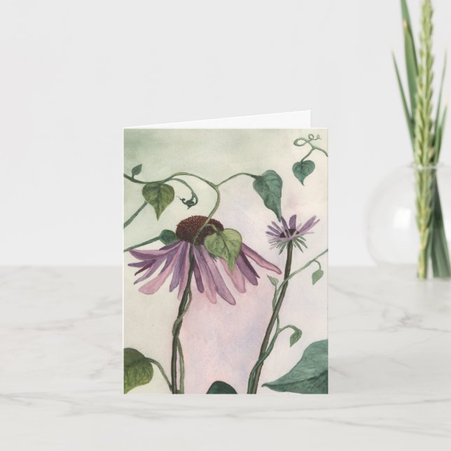 Lila Coneflower Notecard Karte (Vorderseite)