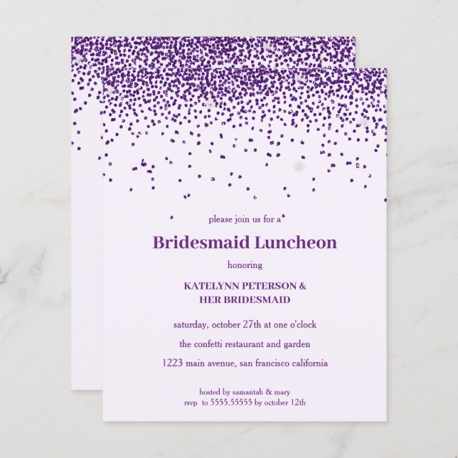 Lila Confetti Bridesmaids Luncheon Wedding (Vorne/Hinten)