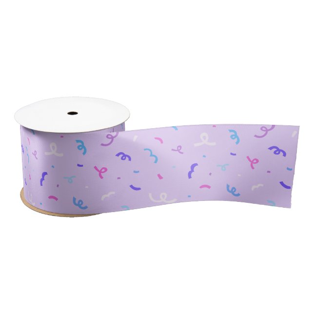 Lila Confetti-Muster Satinband (Spule)