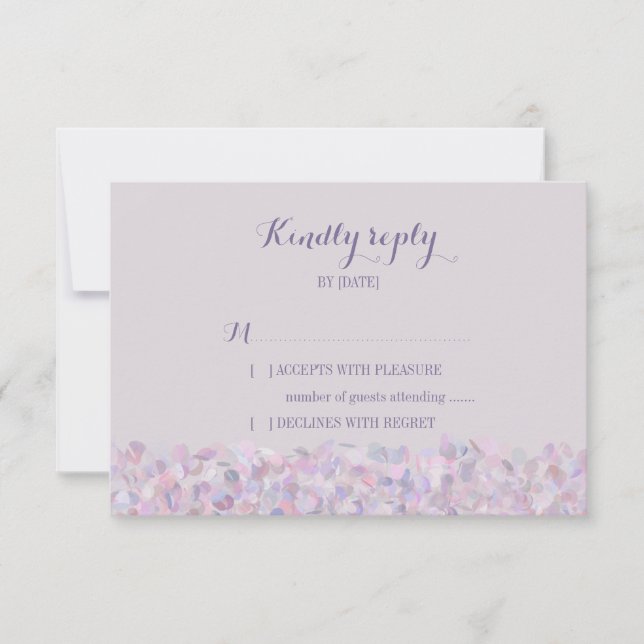 Lila Confetti Wedding RSVP (Vorderseite)