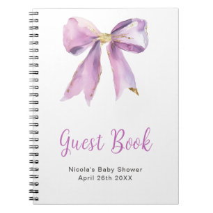 Lila Coquette-Bogen Baby Shower Gästebuch Notizblock