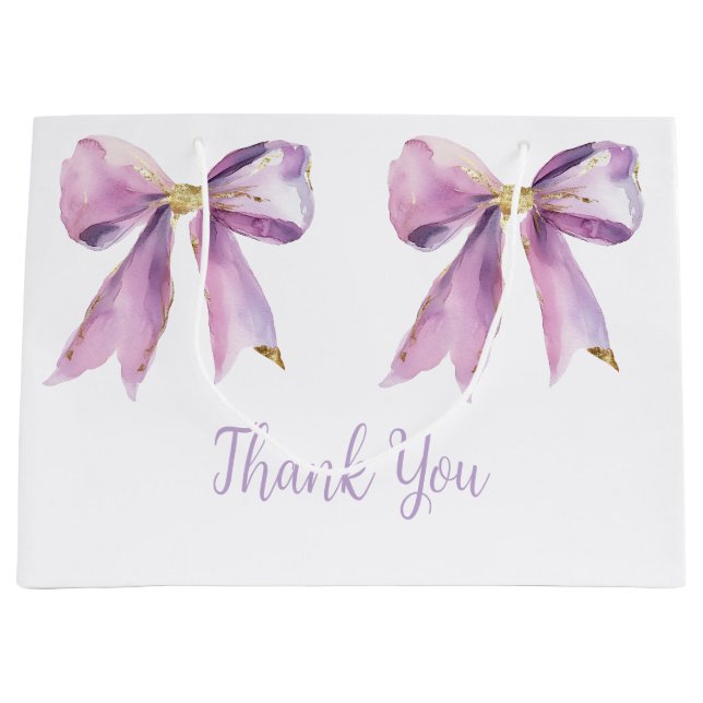 Lila Coquette Bow Babydusche Große Geschenktüte (Vorderseite)