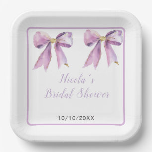 Lila Coquette Bow Brautparty Pappteller