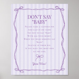 Lila Coquette Bow Dont Say Baby Showspiel Poster