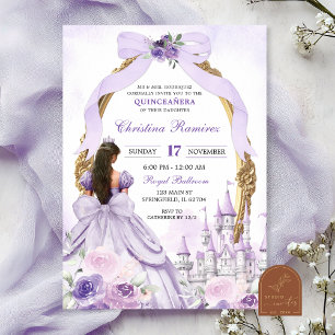 Lila Coquette Bow Fairytale Burg Einladung