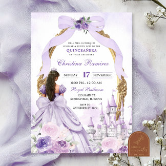 Lila Coquette Bow Fairytale Burg Einladung