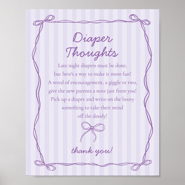 Lila Coquette Bow Lavender Windeln Gedanken signie Poster (Vorne)
