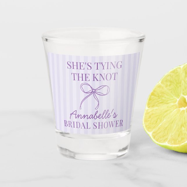 Lila Coquette Bow Paste Knot Brautparty Bevorzugun Schnapsglas (Vorderseite)