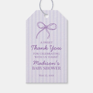 Lila Coquette Bow Pastel Baby Dusche Gefallen Geschenkanhänger