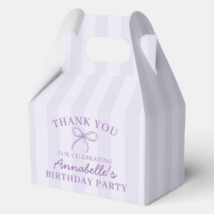 Lila Coquette Bow Pastel Geburtstagsparty Dessert Geschenkschachtel