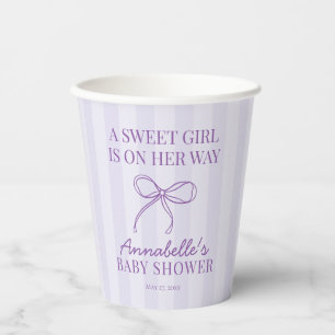 Lila Coquette Bow Pastel Lavender Baby Dusche Pappbecher