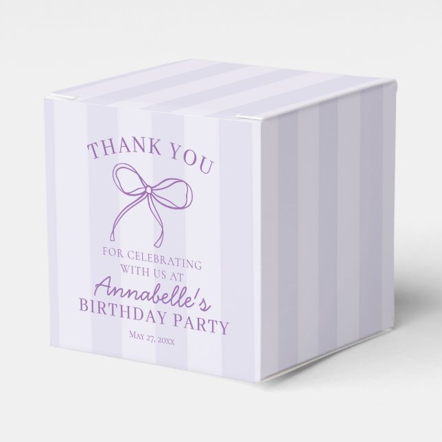 Lila Coquette Bow Pastel Lavender Geburtstag Geschenkschachtel (Vorderseite)