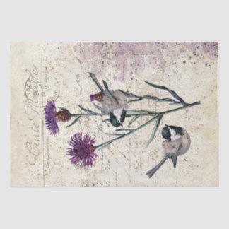Lila Cornflower Chickadee Bird-Drehbuch Seidenpapier