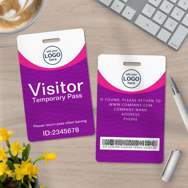 Lila Corporate Visitor Pass ID Barcode Abzeichen Ausweis (Von Creator hochgeladen)
