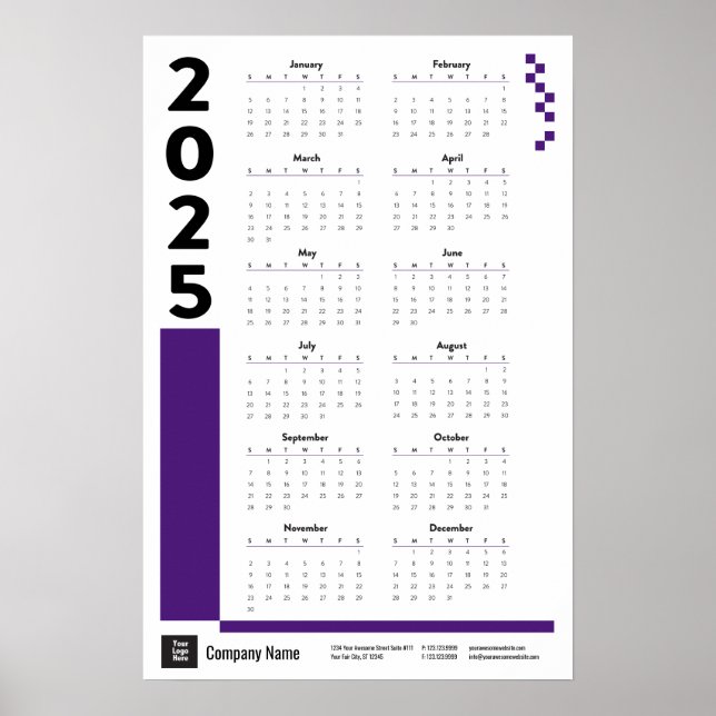 Lila Corporate Wall Calendar Poster 2025 (Vorne)