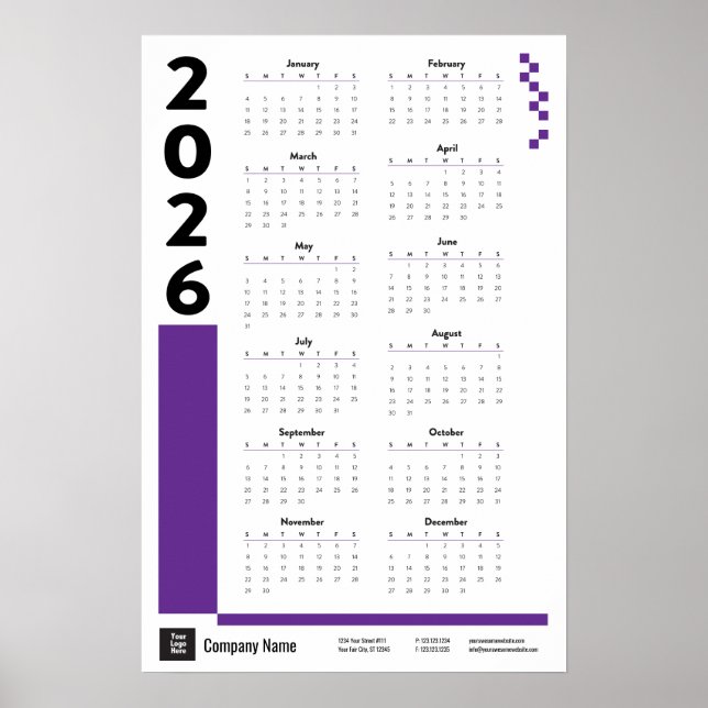 Lila Corporate Wall Calendar Poster 2026 (Vorne)