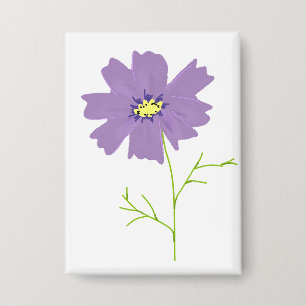 Lila Cosmos-Blumen-Botanik-Geschenk Button