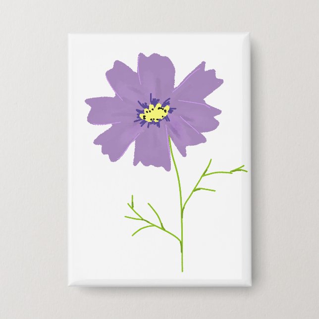 Lila Cosmos-Blumen-Botanik-Geschenk Button (Vorderseite)