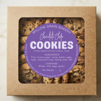 Lila Cottage Cookie Inhaltsliste Aufkleber