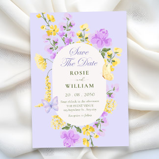 Lila Cottagecore floral  Save The Date