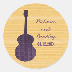 Lila Country Gitarre Hochzeitsticker Runder Aufkleber