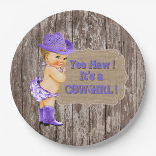 Lila Cowgirl-Baby-Party Pappteller