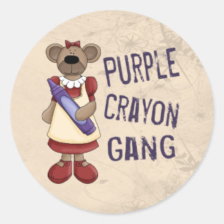 Lila Crayon Gang Runder Aufkleber